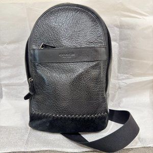 Rare COACH Mens Black Leather Adjustable Strap Sling Bag W-0488822-AA